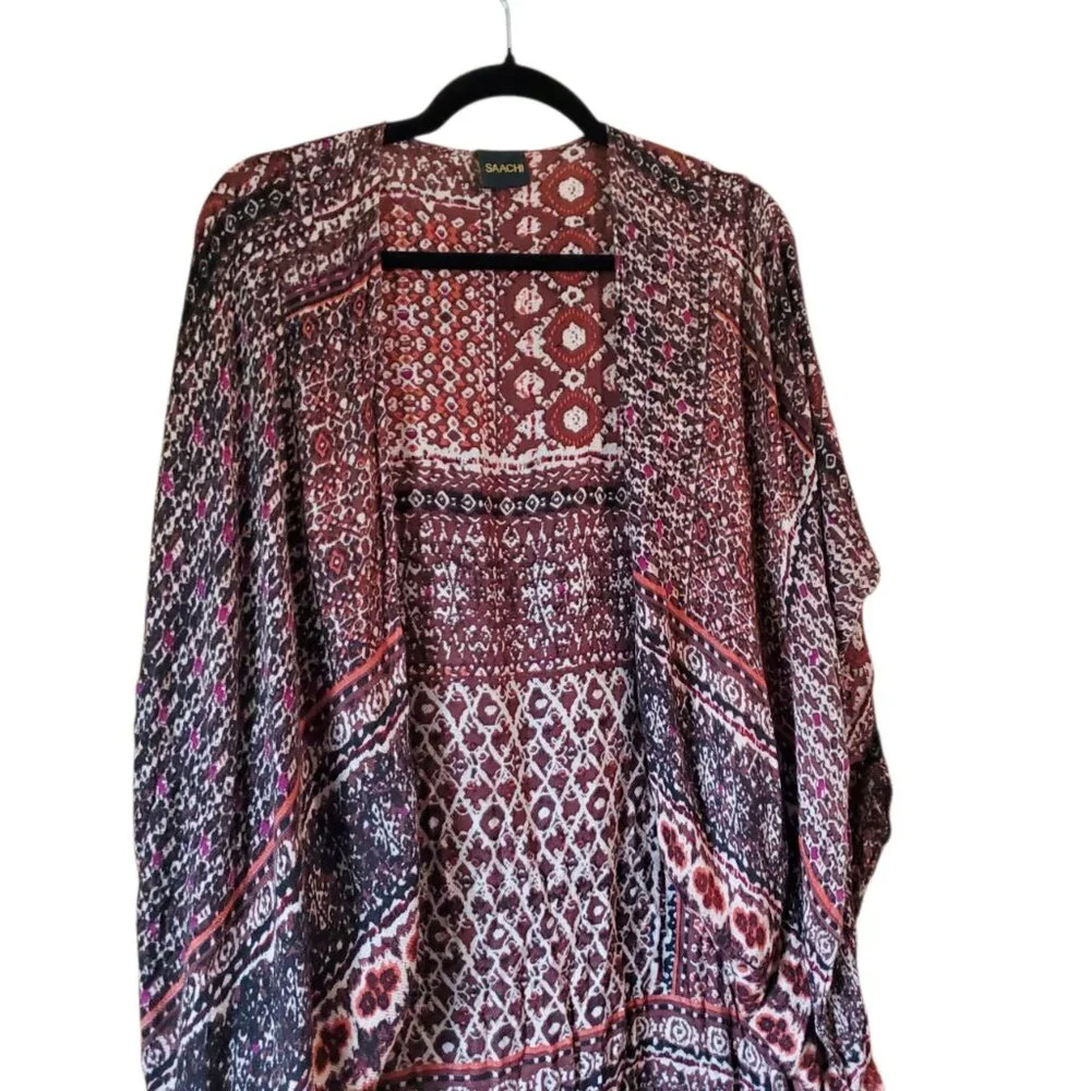 SAACHI Long Wrap Beach Cover UP with Kimono Sleeves